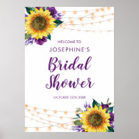 Sunflower String Lights Purple Bridal Shower