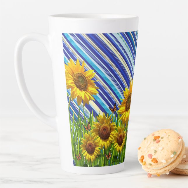 Sunflower Stripe Latte Mug (In Situ)