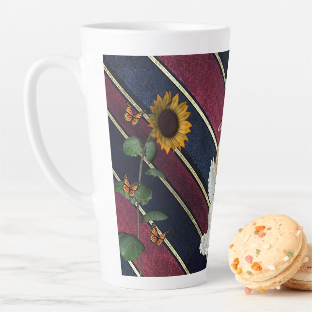 Sunflower Stripe Latte Mug Angel (In Situ)