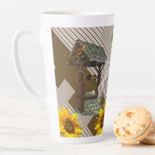 Sunflower Stripe Latte Mug White Horse