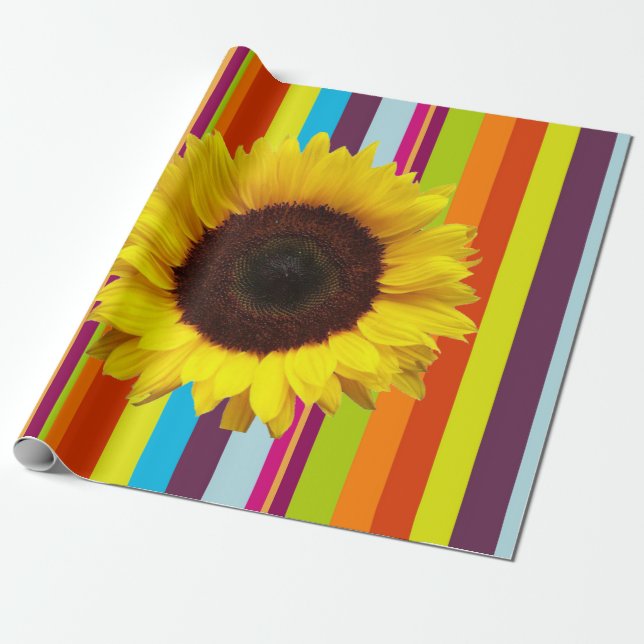 Sunflower Stripe Matte Wrapping Paper (Unrolled)
