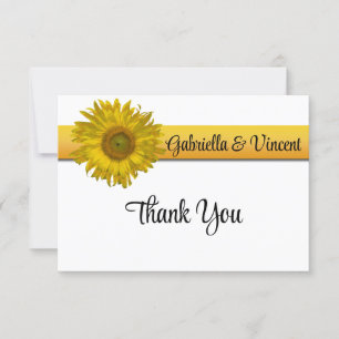 Sunflower Stripe Wedding Flat Thank You Notes