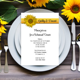 Sunflower Stripe Wedding Rehearsal Dinner Invitation