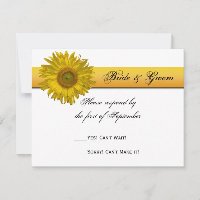 Sunflower Stripe Wedding RSVP Response Card (Front)