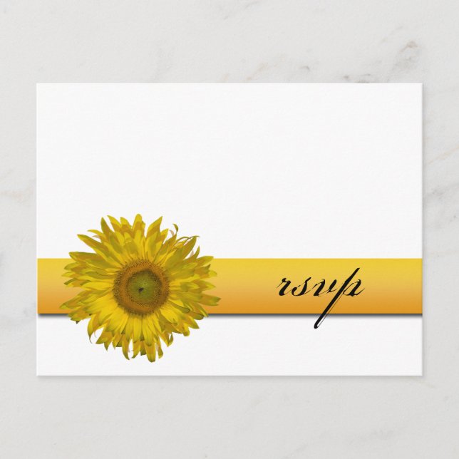 Sunflower Stripe Wedding RSVP Response Invitation Postcard (Front)