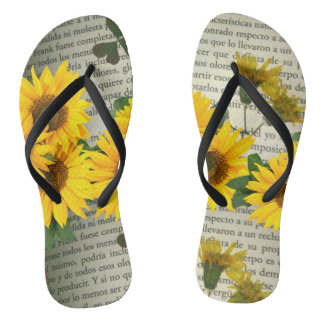 Sunflower strips and letters, yellow and green thongs