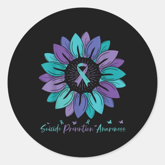 Sunflower Suicide Prevention Awareness Month  Classic Round Sticker (Front)