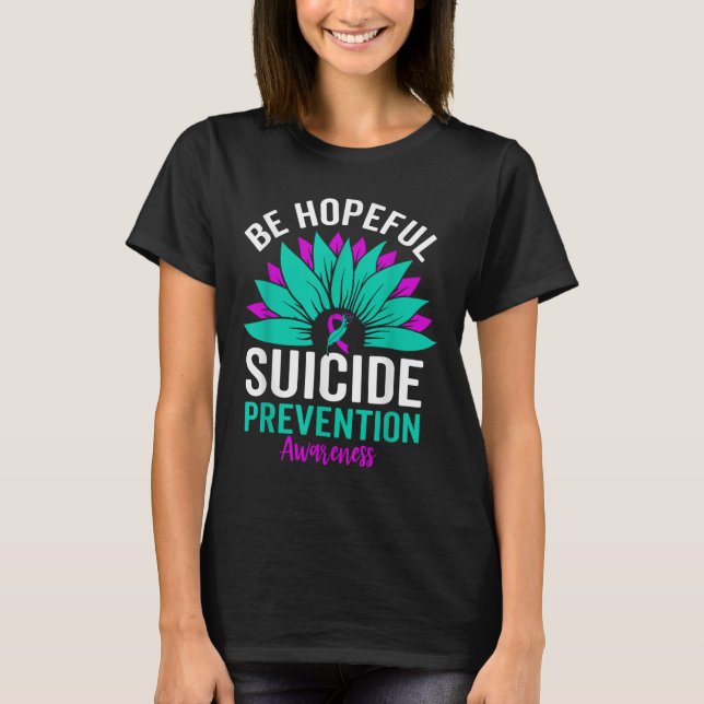 Sunflower Suicide Prevention Awareness Ribbon Ment T-Shirt (Front)