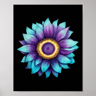 Sunflower Suicide Prevention Awareness Teal Purple Poster