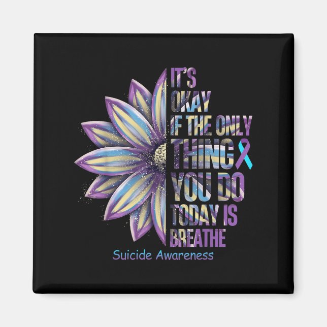 Sunflower Suicide Prevention Awareness Week Teal P Magnet (Front)