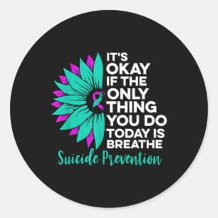 Sunflower Suicide Prevention Ribbon Mental Health Classic Round Sticker