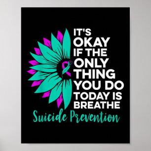 Sunflower Suicide Prevention Ribbon Mental Health Poster