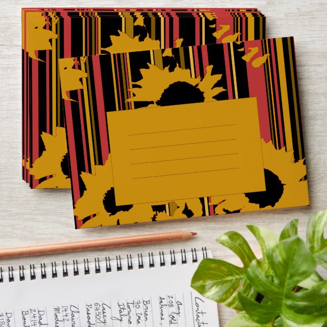 Sunflower Summer Gold Red Wedding Addressed Envelope (Stacked)