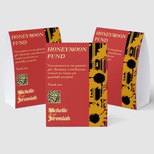 Sunflower Summer Gold Red Wedding Honeymoon Fund