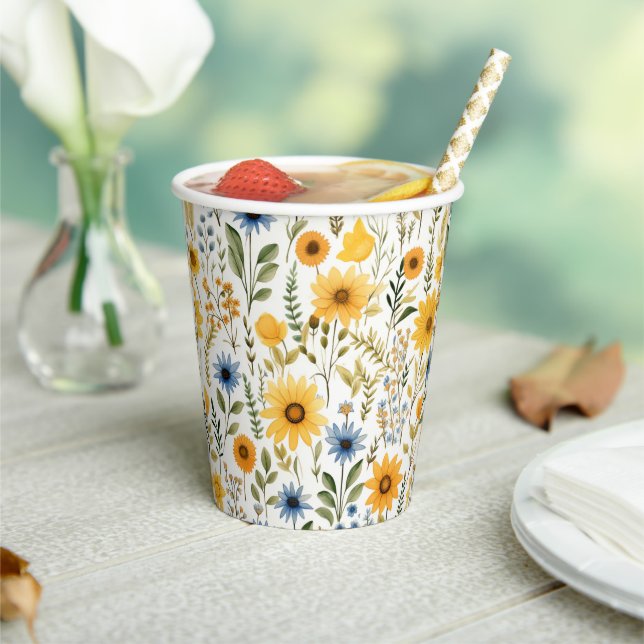 Sunflower Summer Party Paper Cups (Insitu)