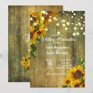 Sunflower Summer   Rustic Americana Invitation