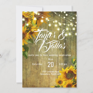 Sunflower Summer Rustic Americana Invitation
