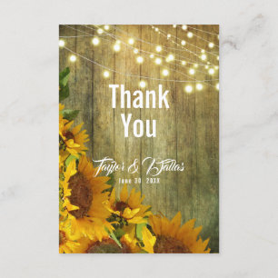 Sunflower Summer   Rustic Americana Thank You Invitation