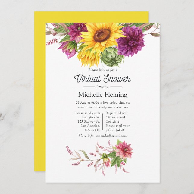 Sunflower Summer Virtual Baby Shower Invitation (Front/Back)