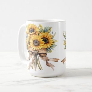Sunflower Summer Yellow Watercolor  Coffee Mug