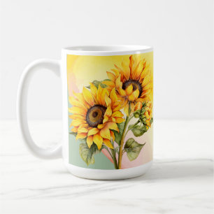 Sunflower Summer Yellow Watercolor  Coffee Mug
