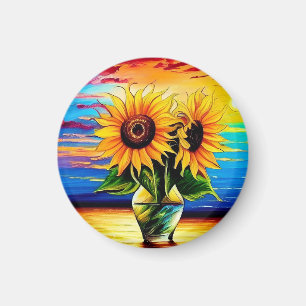 Sunflower Sunset Beach Magnet