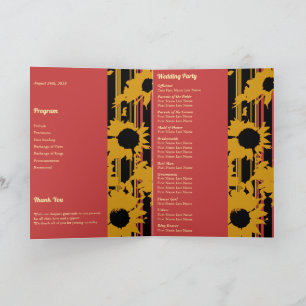 Sunflower Sunset Coral Gold Modern Wedding Photo Program