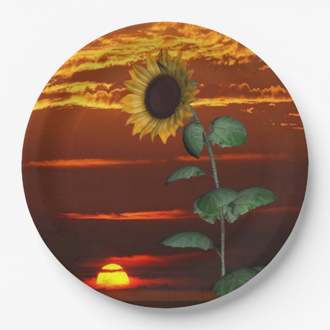 Sunflower Sunset Paper Plates (Front)