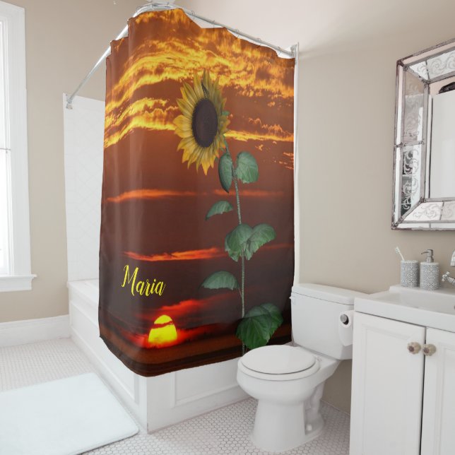 Sunflower Sunset Shower Curtain (In Situ)