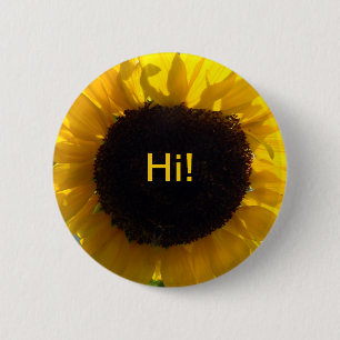 Sunflower Sunshine Hello 6 Cm Round Badge