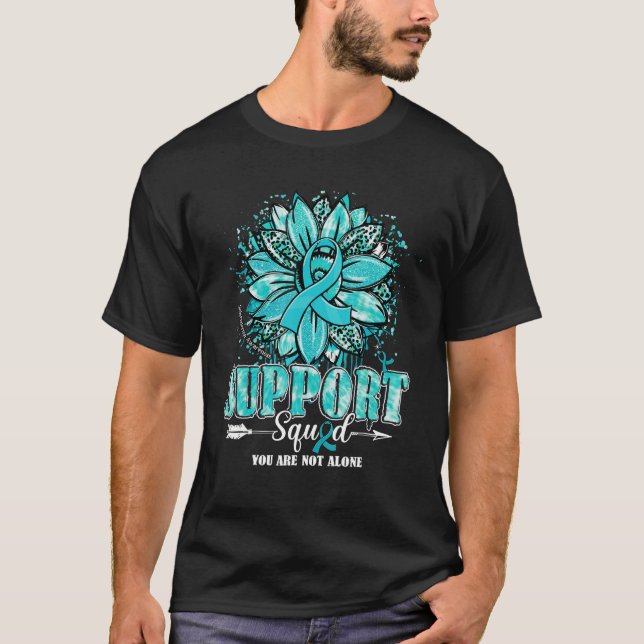 Sunflower Support Squad Scleroderma Awareness Teal T-Shirt (Front)