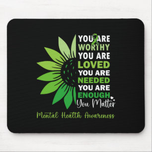Sunflower Support Warrior Mental Health Awareness Mouse Pad