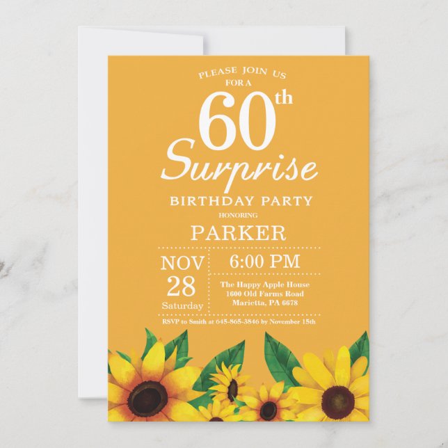 Sunflower Surprise 60th Birthday Invitation (Front)