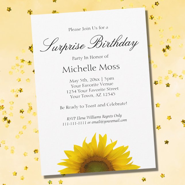 Sunflower Surprise Birthday Party Invitation (Creator Uploaded)
