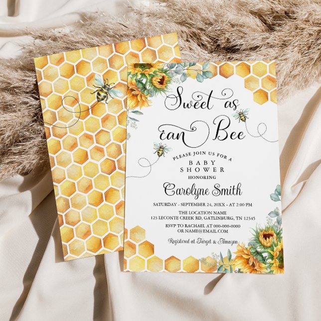 Sunflower Sweet As Can Bee Baby Shower Invitation (Creator Uploaded)
