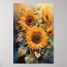 Sunflower Symphony - Watercolor Flowers - Floral