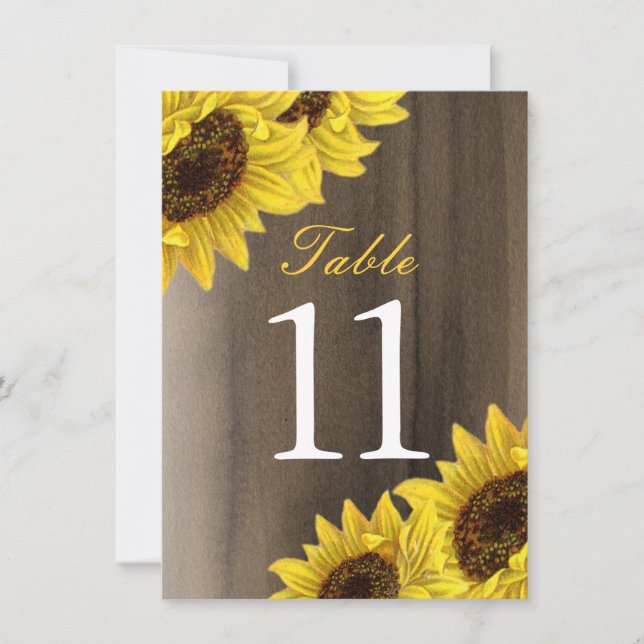 Sunflower Table Numbers (Front)