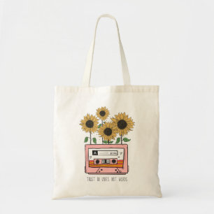 Sunflower Tape Cassette Vintage Wildflower Tote Bag