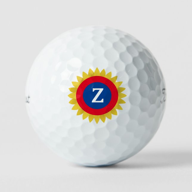 Sunflower Target Monogram  Golf Balls (Front)