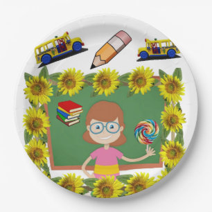 Sunflower Teacher Paper Plates