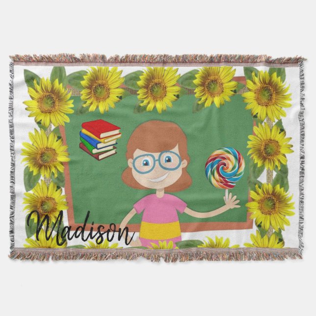 Sunflower Teacher Throw Blanket (Front)