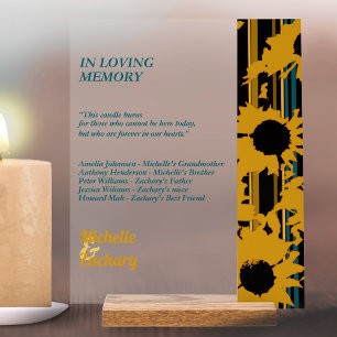 Sunflower Teal Blue Gold Modern Wedding Memorial Acrylic Sign