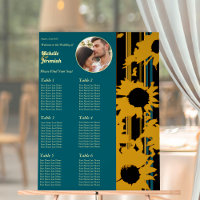 Sunflower Teal Blue Gold Modern Wedding Photo