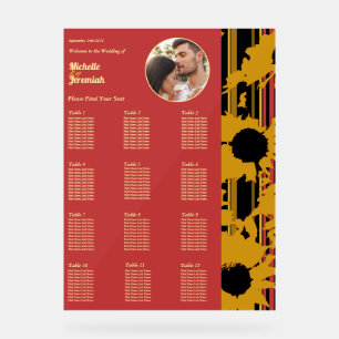 Sunflower Teal Blue Gold Modern Wedding Photo Acrylic Sign