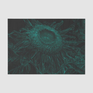 Sunflower Teal Green Black Floral Art Decoupage Tissue Paper