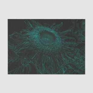 Sunflower Teal Green Black Floral Art Decoupage Tissue Paper