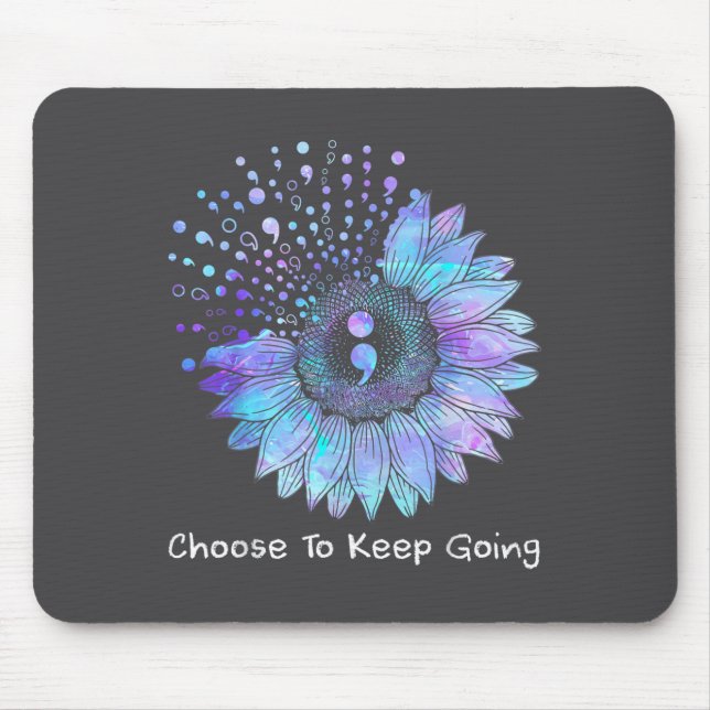 Sunflower Teal Purple Ribbon Suicide Prevention Aw Mouse Pad (Front)