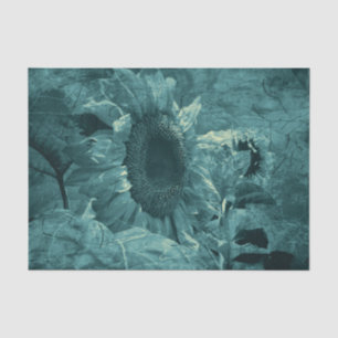 Sunflower Teal Vintage Country Floral Design Tissue Paper