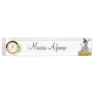 Sunflower Teddy Bear Desk Nameplate