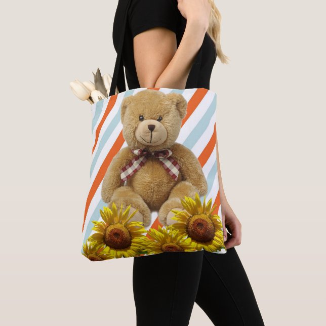 Sunflower Teddy Bear Tote Bag (Close Up)